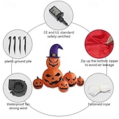 tanie Halloween na świeżym powietrzu-1 szt. 1,8 m/6 stóp 6 stóp magiczny kapelusz z dynią, nadmuchiwany sznurkiem LED, model do użytku wewnątrz i na zewnątrz, na trawniku, na imprezę, z atmosferą, dekoracyjne światło, wtyczka EU/US/AU/UK