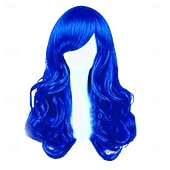 economico Parrucche da festa-parrucche lunghe colorate - ondulate al neon &amp;parrucche colorate ricce per donne - con occhiali al neon extra - bomboniere per addio al nubilato