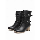 tanie Botki biker-Damskie Botki Luźne buty Rozmiar plus Botki Botki Na zewnątrz Codzienny Botki Botki Sznurowane Wysoki Obcas Masywny obcas Okrągły palec u nogi Zabytkowe Codzienny Styl przemysłowy Skóra PU PU Zamek
