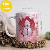 ieftine Decorațiuni pentru masă și dining-Cană cadou de Crăciun cu om de zăpadă 3D, 12 oz, ceașcă de cafea ceramică drăguță pentru sărbători, cană festivă de ceai cu ciocolată caldă pentru iarnă, petrecere de Crăciun, birou, decor de colecție