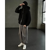 billiga bashuvtröjor för män-herrluvtröja med balaklava, hel dragkedja, skidmask, luva, svart vit röd, mörkgrå, luva, enfärgad, ficka, sport, utomhus, daglig, helgdag, polyester, gatukläder, grundläggande, avslappnad, höst, vinterkläder, kläder, luvtröjor
