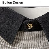 cheap Men&#039;s Pullover Sweater-Men&#039;s Pullover Sweater Jumper Knit Sweater Ribbed Knit Regular Tops Knitted Fleece Plain Turndown Fashion Basic Vacation Daily Wear Clothing Apparel Winter Black Dark Gray S M L