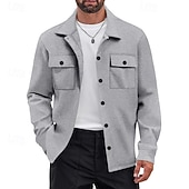 economico Giubbotti Casual-Per uomo Giacca Leggera Giacca Cargo Giacca Casual Vacanza Quotidiano Caldo Tasca Primavera Autunno Semplice Moda Classico Bavero Regolare Nero Rosso Cachi Grigio chiaro Grigio scuro Giacca
