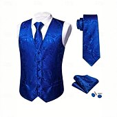 abordables Costumes de fête-gilet homme col V fête cachemire bordeaux bleu vert coupe ajustée