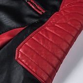 economico Giacca in ecopelle-Per uomo Giacca in Ecopelle Giacca da Biker Giacca da Moto Vacanza Quotidiano Antivento Patchwork Tasca Primavera Autunno Semplice Moda Classico Collo alla coreana Regolare Nero Bianco Rosso Marrone