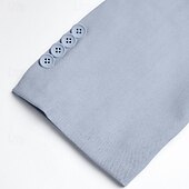 זול בלייזר פשתן-בגדי ריקוד גברים ז'קט בלייזר חתונה בחוף הים חתונה יום יומי\קז'ואל אופנתי יום יומי כל העונות פוליאסטר אחיד בסיסי חזה יחיד כפתור יחיד בְּלֵיזֶר כחול סקיי