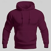 levne pánské základní mikiny s kapucí-Pánské Kapuce Černá Bílá Žlutá Světlá růžová Fialová Kapuce Bez vzoru Kapsy Sporty a outdoor Denní Dovolená Polyester Šik ven Základní Na běžné nošení Jaro Podzim Oblečení Mikiny s kapucí Mikiny