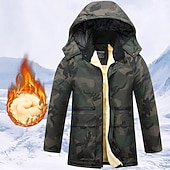 billige Fleece og 3 i 1 jakker-Herre Turjakke Fleece-jakke Pufferjakke Termisk sett Bomull Vinter utendørs Kamuflasje Hold Varm Topper Grønn Kakifarget