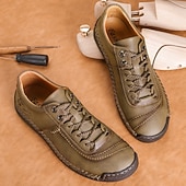 cheap Casual Lace-Up Shoes-Men's Brown Lace-Up Casual Shoes with Stitched Detailing, Comfortable Design for Daily Wear, Outdoor Adventures and Weekend Getaways