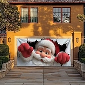 cheap Christmas Garage Door Covers-Christmas Tapestry Garage Door Cover Large Hanging Backdrop Santa Claus Cute 3D Party Outdoor Holiday Shooting Backgrounds Yard Home Decor