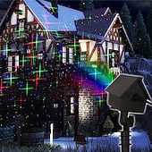 abordables Luces de Navidad-Miniproyector de luces láser RGB para jardín con 32 patrones, ideal para Navidad, fiestas de cumpleaños y exteriores.
