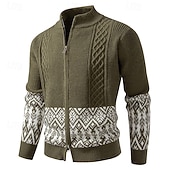 economico Maglioni Cardigan da uomo-Per uomo Felpa Cardigan Maglione Fair Isle A Coste Treccia Maglia Top Regolari Patchwork Blocco di colore Semplice Collo alla coreana Vacanza Moda Casuale Abbigliamento quotidiano Abbigliamento