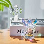 halpa Veistokset-1 kpl kristalli enkelinmuotoinen koristeellinen käsityö ikkunalaudalle prisma valoa vangitseva koristeellinen auringonsieppari koriste-esineet sopivat festivaali- ja juhlakoristeluun kodinsisustukseen