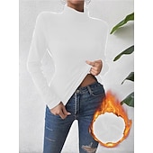 abordables Hauts Unis pour Femmes-Femmes Chemisier Couleur Unie Élégant Basique Occasionnel manche longue Col roulé Hauts Réguliers Quotidien Noir Blanche Jaune Rose Claire Marron Printemps Automne Hiver