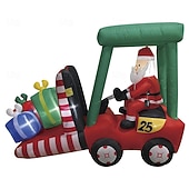 economico luci di Natale all&#039;aperto-Babbo Natale guida un carrello elevatore con striscia luminosa a LED, modello gonfiabile impermeabile, festa in giardino al chiuso e all&#039;aperto, decorazioni luminose per l&#039;atmosfera festiva, spina