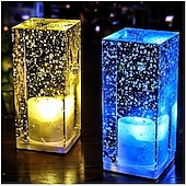 economico Luci decorative-Lampada da tavolo a bolle di cristallo acrilico a led, creativa, personalizzata, per ristorante, atmosfera KTV, lampada da comodino, piccola luce notturna, lampada da tavolo decorativa, ricarica USB,