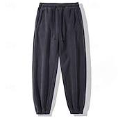 preiswerte Jogginghosen-Herren Jogginghose Fleecehose Hose Winterhose Kordelzug Tasche Elastischer Bund Einfach Komfort Warm Sport im Freien Täglich Mode Lässig Schwarz Khaki Mikroelastisch