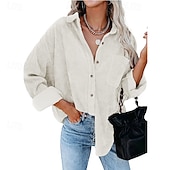 billiga casual jackor-Dam Sherpajacka Bekväm Andningsfunktion Ficka Elegant Ledigt Slät Semester Gata Ledigt Dagliga kläder Enkelknäppt Normal Nedvikt Normal Långärmad Ytterkläder Vit Rodnande Rosa Rubinrött Vår Höst