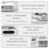 abordables Ustensiles et gadgets de cuisine-Machine à sceller les sacs avec batterie au lithium intégrée, machine à sceller les sacs portable rechargeable par USB pour snacks, chips, biscuits &amp;Sacs en plastique – scelleuse portative avec
