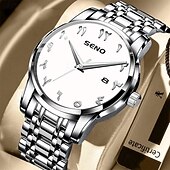 abordables Montres à quartz-Nouvelle montre d'affaires pour hommes avec bracelet en acier de haute qualité résistance à l'eau IPX7 calendrier mode décontractée montre de poignet sportive pour hommes