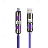 economico Luci decorative-Cavo di ricarica USB 4 in 1, ricarica rapida max 60 W per connettori USB C/USB-A/Type-C/Lightning, cavo indicatore LED per iPhone 17/16/15, Samsung iPad Android MacBook Power Bank