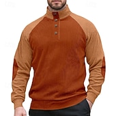 abordables Sudaderas Básicas_-Hombre Sudadera Pana Sudadera Con Capucha Sudadera con capucha y botones Albaricoque Vino Verde Ejército Azul Marino Marrón Cuello Mao Plano Retazos Deporte Casual Diario Ropa de calle Fresco Ropa
