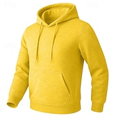 abordables Sweat à capuche en polaire-Homme Sweat à capuche Sweat à capuche en polaire Sweat à capuche doublé en polaire Noir Blanche Jaune Rose Claire Vert Véronèse À capuche Uni Poche kangourou Sport &amp; Loisir Occasionnel Quotidien