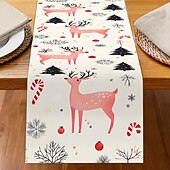 billiga julmattor och julmattor-Jul Linneduk Högtids Tecknad Jultomte  Snöflinga Tryck Duk Matbord Dekor Vardagsrum  Bänkskiva Festlig Dekoration