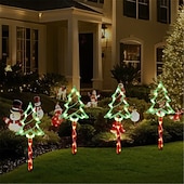 abordables luces navideñas al aire libre-Luces solares para árbol de Navidad con 5 enchufes para insertar en el suelo, luces decorativas para jardín al aire libre, luces festivas para Navidad.