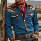 Férfi Paisley Virágminta Etno Ing Nyugati ing Cowboy ing Hosszú ujj Vintage Retro Szabadtéri Napi Munkaruha Ősz & tél Térfogatcsökkenés 3D nyomtatás Elöl két zseb Gombolható ingek Medence Barna olcso férfi nyugati ingek-Férfi Paisley Virágminta Etno Ing Nyugati ing Cowboy ing Hosszú ujj Vintage Retro Szabadtéri Napi Munkaruha Ősz & tél Térfogatcsökkenés 3D nyomtatás Elöl két zseb Gombolható ingek Medence Barna