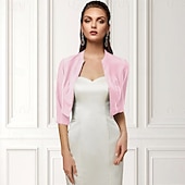 economico impacchi per gli invitati al matrimonio-Wrap Bolero da Donna Scialle della Madre Cappotti  Giacche di Base Elegante a Manica 3/4 Wrap in Chiffon per Ospiti ai Matrimoni con Colore Puro per Festa Serale in Primavera e Estate per fare colpo