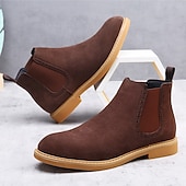 economico Stivali Chelsea-stivaletti chelsea da uomo in pelle scamosciata marrone con pannelli laterali elastici: eleganti stivaletti alla caviglia per abbigliamento casual, smart-casual e da ufficio