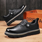 baratos Sapatos Casuais Slip-On-sapatos de trabalho casuais marrons masculinos – sola antiderrapante durável, fecho de trava fácil, design de cano baixo confortável para uso diário, escritório e atividades ao ar livre