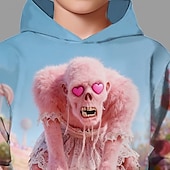 billiga Pojkes Halloween kostymer-Halloween Pojkar 3D Grafisk Dödskalle Huvtröja Långärmad Vår Höst Mode Streetwear Barn 4-12 år Huva Utomhus Ledigt Dagligen Normal