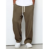  Męskie Spodnie dresowe z prostymi nogawkami Spodnie waflowe Ściągana na sznurek Siateczka Oddychający Pełna długość Codzienny Prosta Ciemnobrązowy Czarny Średnio elastyczny