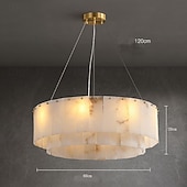 お買い得  ペンダントライト-ラウンドアラバスターシャンデリア 60cm チェーン調節可能