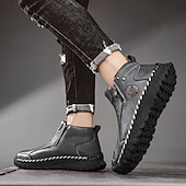 abordables Bottines-Homme Bottes Rétro Marche ancien Quotidien PU Confortable Bottes Mi-Mollet Mocassin Brun foncé Noir Gris Printemps Automne