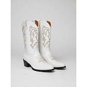 voordelige Vrouwen-Rode leren cowboylaarzen voor dames met geborduurd westernpatroon - stijlvolle schoenen voor trendy outfits in de stad