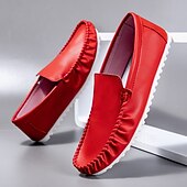 preiswerte Sneaker für Herren-Rote Slipper aus Kunstleder für Herren – leichte Freizeitschuhe für den Alltag und auf Reisen