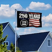cheap America 250-US 250th Anniversary Flag America 250 Years 1776-2026 Patriotic Stars Yard Signs Party Supplies Hanging Decor for Home Garden Welcome Backdrop Semiquincentennial 3x5 Ft 4th of July Independence Day