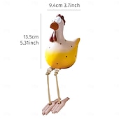 billige Skulpturer-Søt og morsom storøyd kyllingfigur med lange bein – kreativ hagehengende kylling- og kalkunskulptur, miniatyrkunstpynt for hjem og utendørs hagedekor