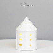 abordables 123496-Veilleuse LED électronique creuse en céramique blanche pour Noël, luminaire décoratif d&#039;intérieur, idéal pour un salon, une chambre à coucher, une cuisine, un bureau ou un bureau, avec 3 piles LR44