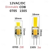 cheap LED Bi-pin Lights-10pcs Dimmable G4 COB LED Light Bulbs Halogen Lamp Replacement 3000K/6000K 2W 3W AC/DC 12V Crystal Spotlight Bulb