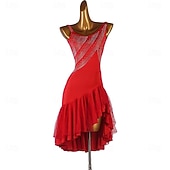 preiswerte Turnierkleid-Damen Latein Rhythmus Salsa Gesellschaftstanz Kleid Wettkampfkostüm Wettbewerb Modern Walzer Cha Cha Kleid