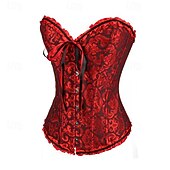 preiswerte Korsetts-Damen Korsett Shapewear Taillenmieder Formende Unterwäsche Sexy Korsett Sexy Süß Blumen Rückenfrei Urlaub Party Straße Ärmellos Korsett Schwarz Rote Grün Frühling Herbst Figurbetonter Schnitt