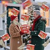 billige Gaveinnpakning-6/10/12/16/20 stk. juleoverraskelseshoppeeskesett - festlig rød papirgaveeske med julenissens design, sammenleggbar julepengeboks, gjør-det-selv unike sammenleggbare hoppende kontanter