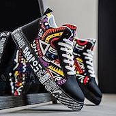 お買い得  カジュアルスニーカー-大胆なデザインのメンズの赤と白のグラフィックハイトップスニーカー。カジュアルな外出、パーティー、普段使いにぴったりのトレンディなストリートスタイル。