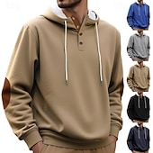 cheap Basic Hoodies-Men's Hoodie Pullover Hoodie Sweatshirt Button Up Hoodie Black Navy Blue Royal Blue Khaki Light Grey Hooded Plain Patchwork Color Block Sports &amp; Outdoor Casual Daily Streetwear Cool Sportswear Spring