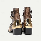 abordables Bottes en cuir haut de gamme-Bottines rétro punk pour homme – en cuir de vachette véritable marron avec rivets et brides à boucle, style rock gothique pour concerts, discothèques et mode moto