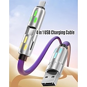 economico Luci decorative-Cavo di ricarica USB 4 in 1, ricarica rapida max 60 W per connettori USB C/USB-A/Type-C/Lightning, cavo indicatore LED per iPhone 17/16/15, Samsung iPad Android MacBook Power Bank